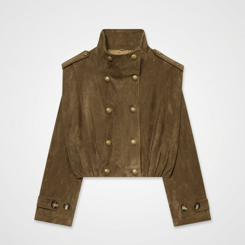 Faux Suede Double Breast Jacket