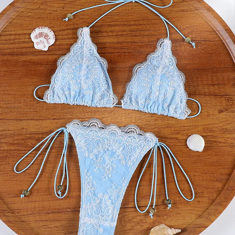 Lace Trim Bandage Two-Piece