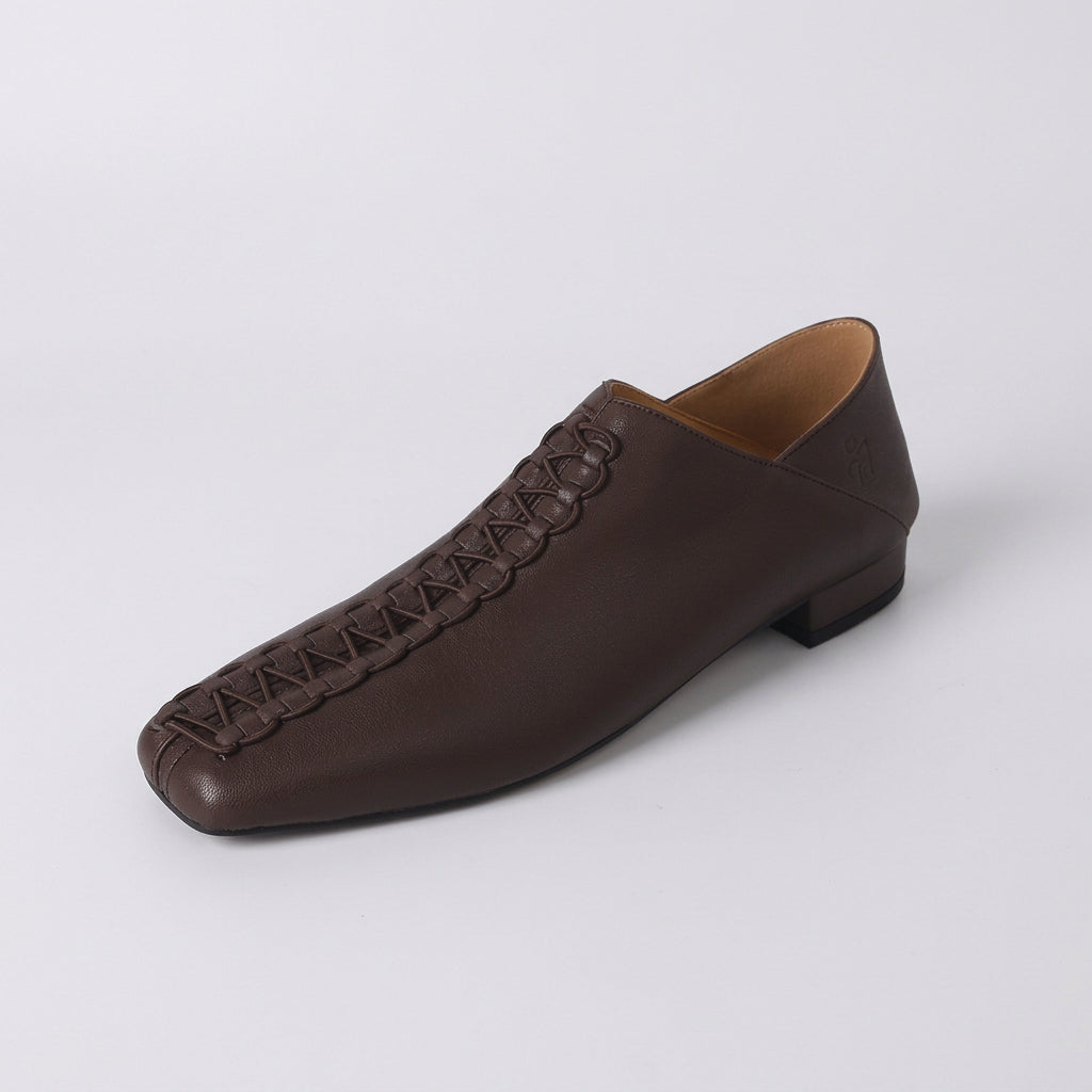Retro Loop Lace Low Heel Square Toe Shoes
