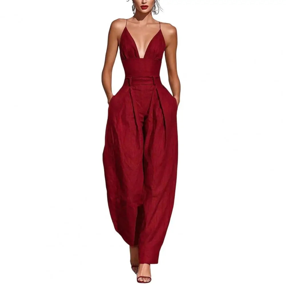 Elegant Backless Wide-Leg Jumpsuit