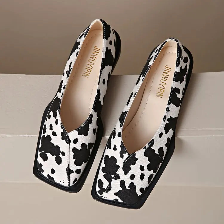 Retro Low Heel Square Toe Shoes