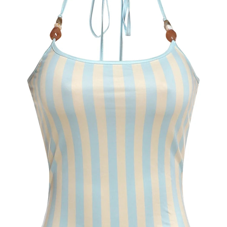 Sky Blue White Stripes Tank Top