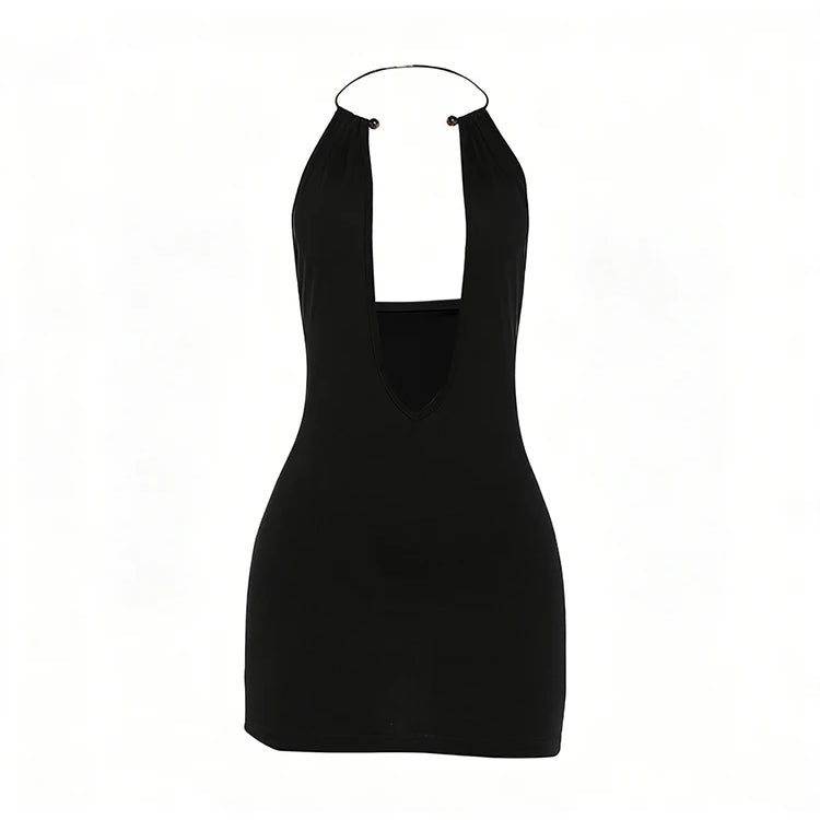 Halter Neck Backless Mini Dress