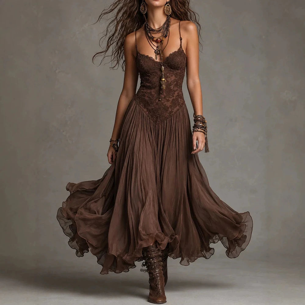 Spaghetti Strap Lace Maxi Dress