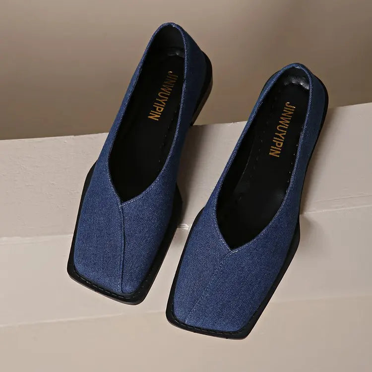 Retro Low Heel Square Toe Shoes