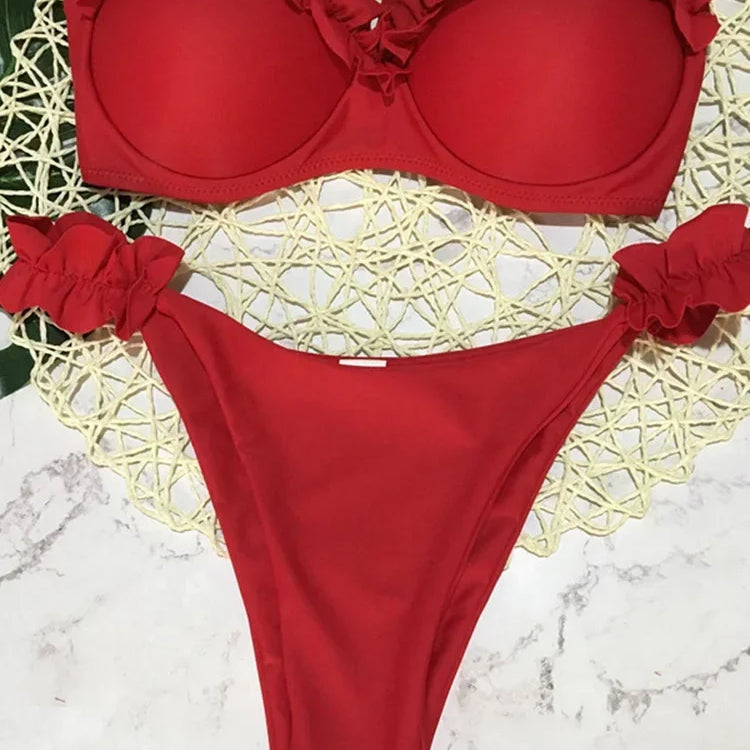 Ruffle Detail Beachwear Two-Piece