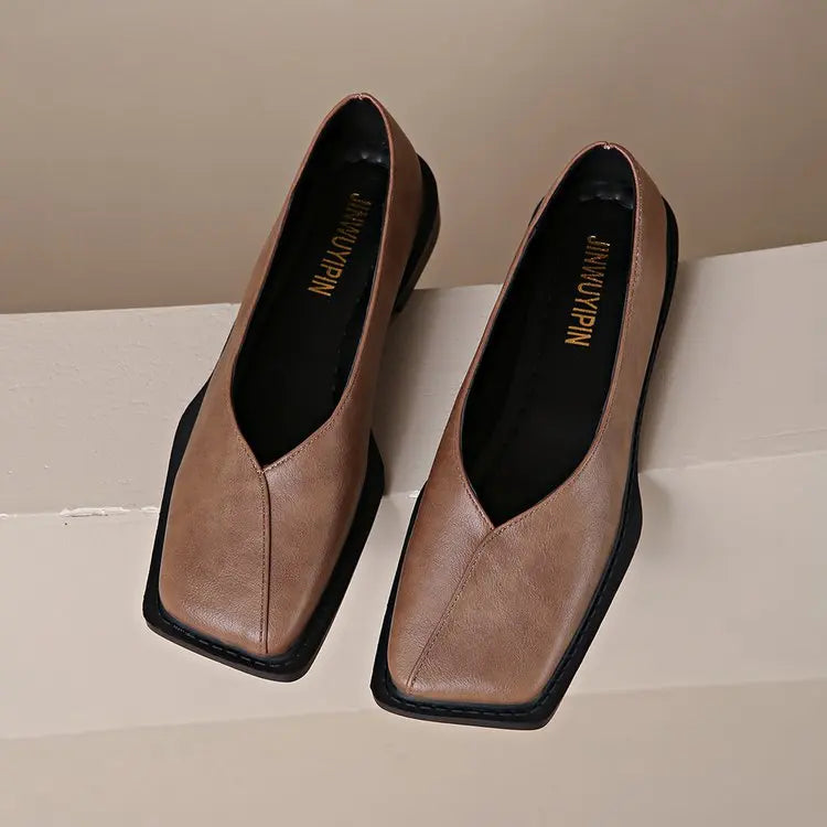 Retro Low Heel Square Toe Shoes
