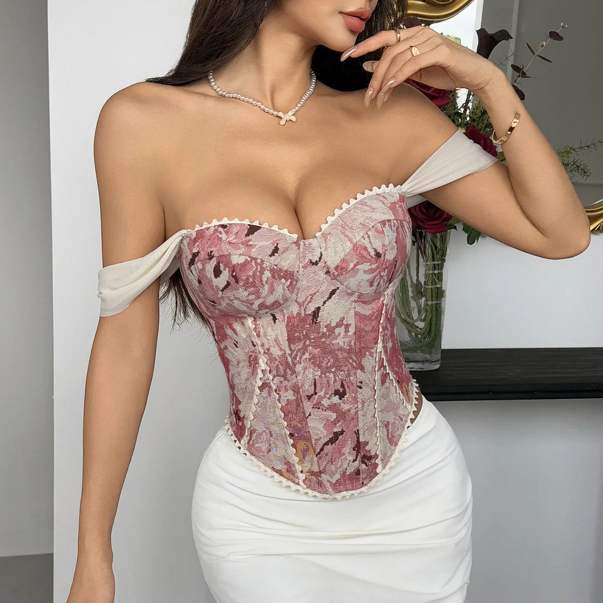 Floral Print Bandage Corset Top