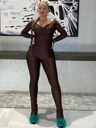 Skinny Fit Cross-Front Pants Set