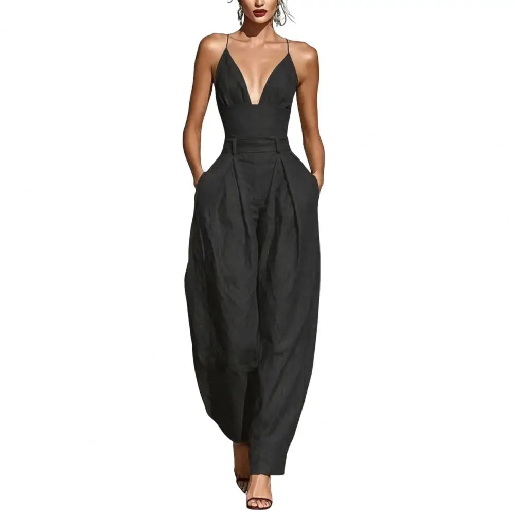 Elegant Backless Wide-Leg Jumpsuit