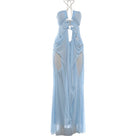 See-Through Halter Chain Backless Long Dress