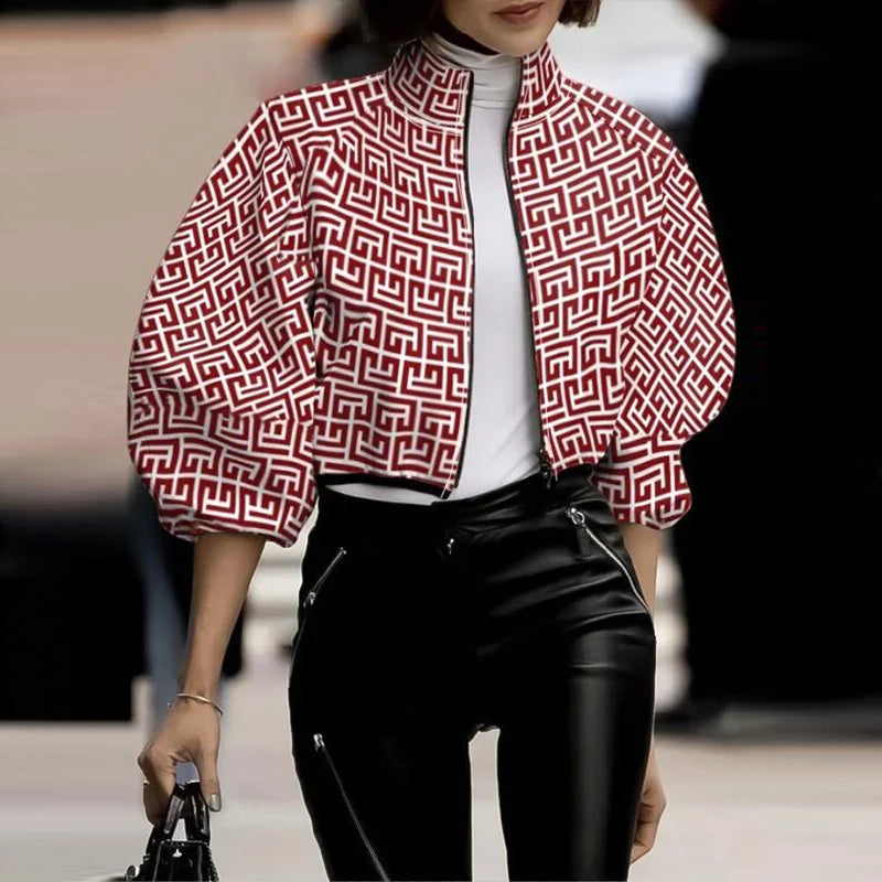 Modish Printed Zipper Jacket