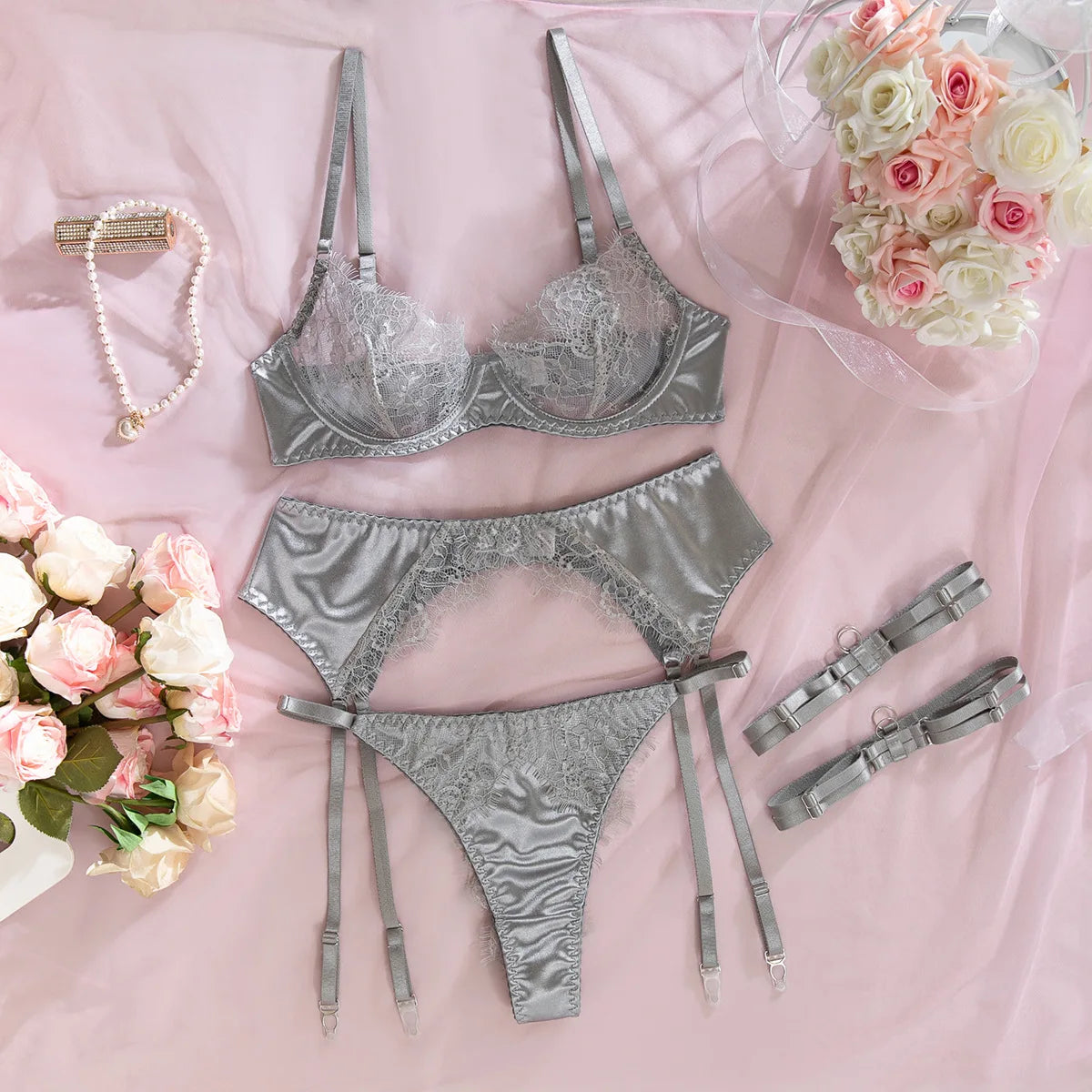 Lace Satin Belly Belt Lingerie
