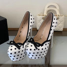 Polka Dot Bow Platform Pumps Shoes