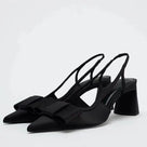 Pointed Toe Bow Decoration Slingback Shoes