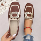 Appliques Square Toe Flat Shoes
