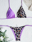 Halter Splicing Leopard Bikini