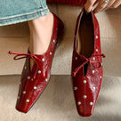 Dots Rivet Bow Knot Flat Shoes