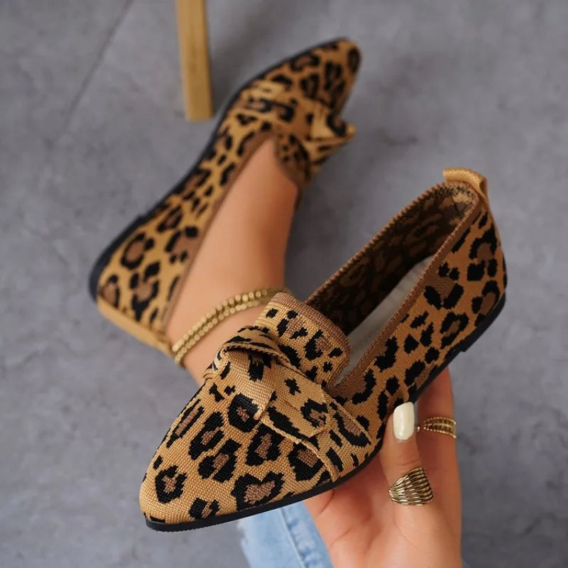 Leopard Print Flat Loafers Shoes