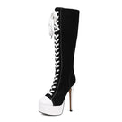 Platform Lace-Up Zipper Knee-High Boots