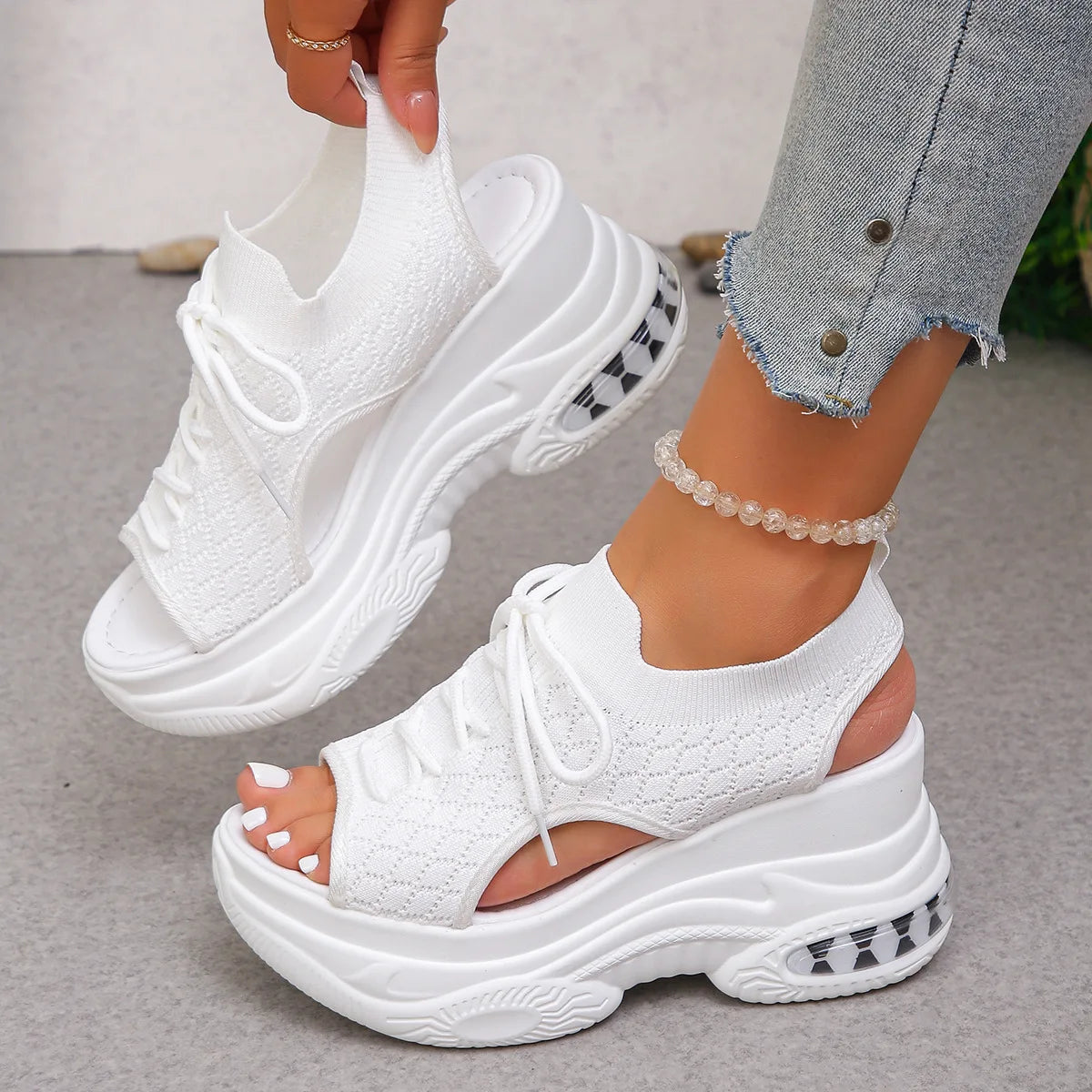 Mesh Breathable Non-Slip Wedges Sandals