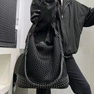 Retro Rivet Splicing Shoulder Bag