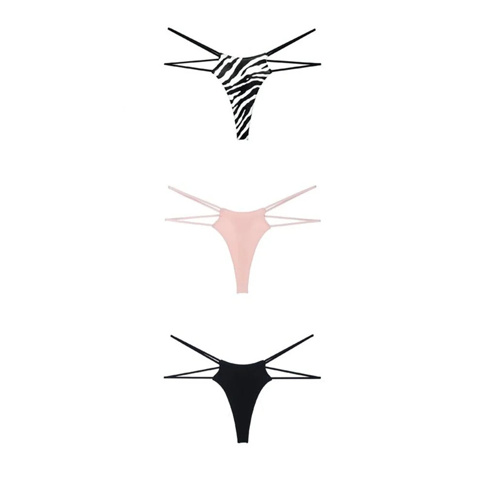 Sexy Double Straps 3Pcs Thongs