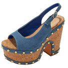 Opened Toe Round Metal Chunky Platform Heels
