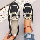 Appliques Square Toe Flat Shoes