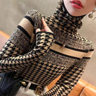 Geometric Pattern Turtleneck Slim-Fit Tops