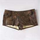 Vintage Brown Leather Low-Waisted Shorts