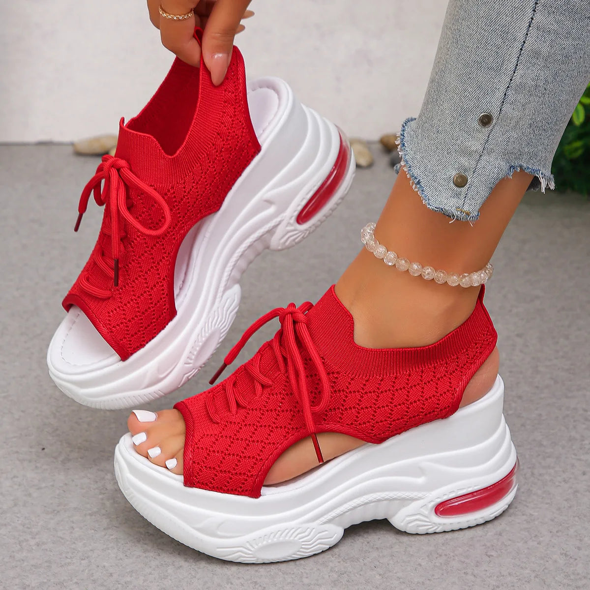 Mesh Breathable Non-Slip Wedges Sandals