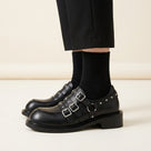 Retro Buckle Rivet Loafer Shoes