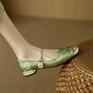Twisted Pearl Strap Jacquard Flats Shoes