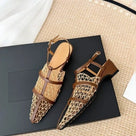 Woven Hollow Air Mesh Buckle Sandals