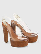 Transparent Upper Square Heels Sandals