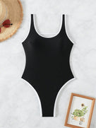 Black Hollow Out Backless Monokini