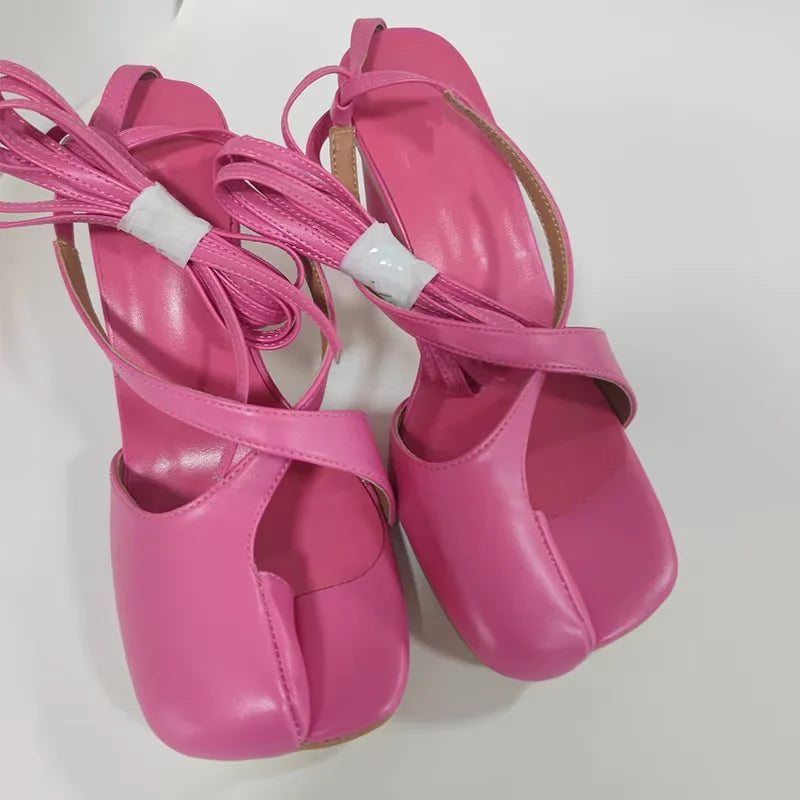 Lace-Up Spilt Toe Pump Shoes