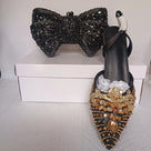 Gemstone Rhinestones Matching Clutch Slingback Set