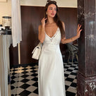 Lace Patchwork V-Neck Maxi Dress