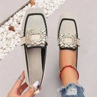 Appliques Square Toe Flat Shoes