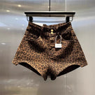 Leopard High Waist Denim Shorts