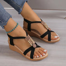 Metal-Decorated Wedges Heels Sandals