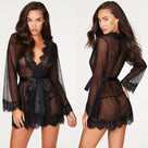 Long Sleeve Lace Transparent Robe Lingerie