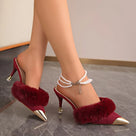 Furry Upper Pointed Toe Pump Shoes