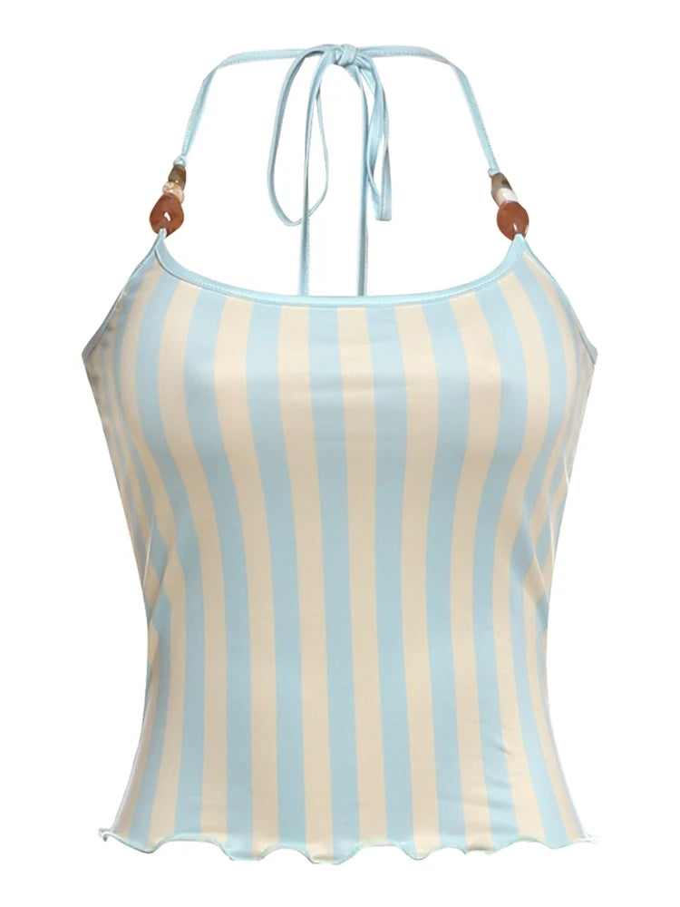 Sky Blue White Stripes Tank Top