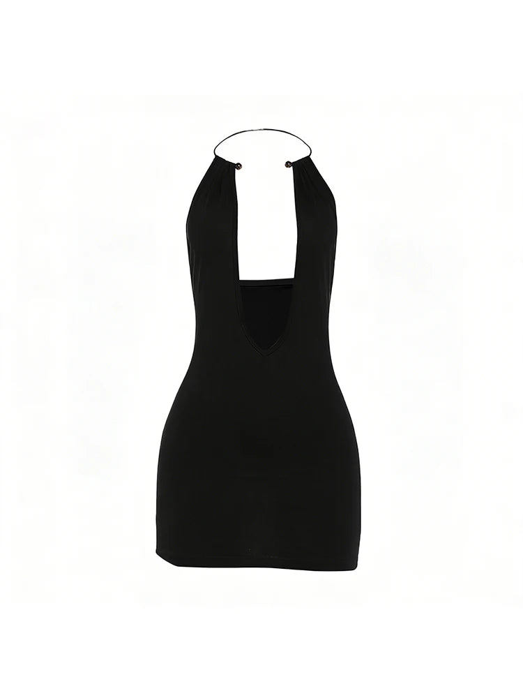 Halter Neck Backless Mini Dress