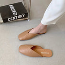 Square Toe Flat Mules Shoes