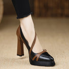Retro Mixed Color Pointed Toe Pump Shoes