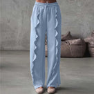 Blue Ruffled High-Waisted Pants
